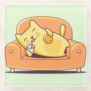 Entspannende Katze Glasuntersetzer