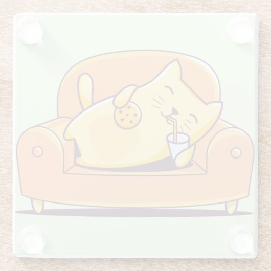 Entspannende Katze Glasuntersetzer (Rückseite)