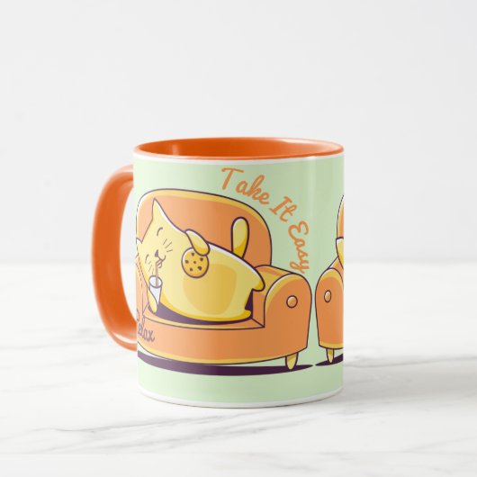 Entspannende Katze Tasse (Vorderseite Links)