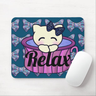 Entspannende Kitty Cat in Niedlicher Tasse Mousepad