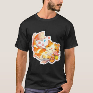 Entspannende Koi-Katze trinkt Saft T-Shirt