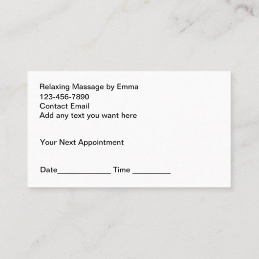 Entspannende Massage Erinnerung Karten (Rückseite)