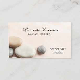 Entspannende Massagetherapie mit grauem Zen Stone Visitenkarte