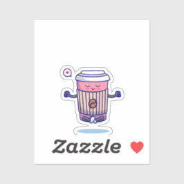 Entspannende Niedliche Kaffeepause in Meditation Aufkleber