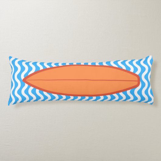 Entspannende Orange Blue Waves Surfen Kissen (Vorderseite)