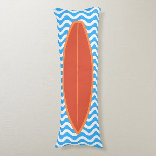 Entspannende Orange Blue Waves Surfen Kissen (Vorderseite Vertikal)