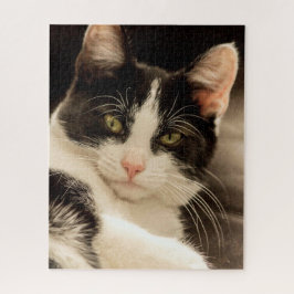 Entspannende Schwarz-Weiß-Katze Puzzle