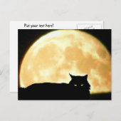 Entspannende schwarze Katze und Vollmond Postkarte (Vorne/Hinten)