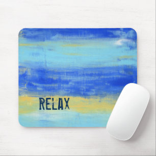 Entspannende Strand Blau Gelbe Abstrakte Kunst Mousepad