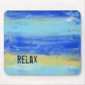 Entspannende Strand Blau Gelbe Abstrakte Kunst Mousepad (Vorne)
