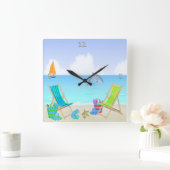 Entspannende Strand-Quadrat-Wanduhr Quadratische Wanduhr (Zuhause)