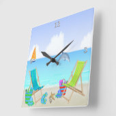 Entspannende Strand-Quadrat-Wanduhr Quadratische Wanduhr (Winkel)
