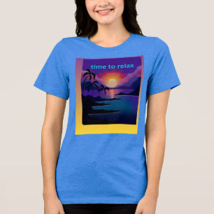 Entspannende Strandpalmen Damen T-Shirt Tri-Blend Shirt