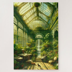 Entspannende Wasserfall-Gewächshaus-Vintage-Naturs Puzzle