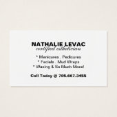 Entspannende Wellness-Center-Visitenkarte (Rückseite)