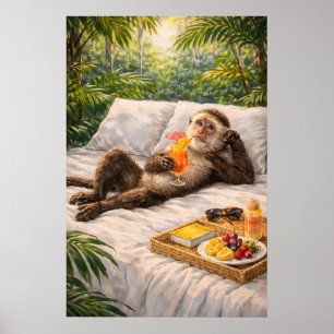 Entspannender Affencocktail-Druck, Tropischer Dsch Poster