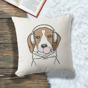 Entspannender Beagle mit Bubble-Gum Süßer Lustiger Kissen