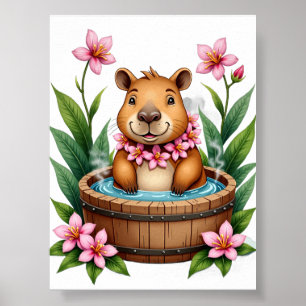 Entspannender Capybara Whirlpool Gemütlicher Spa-T Poster