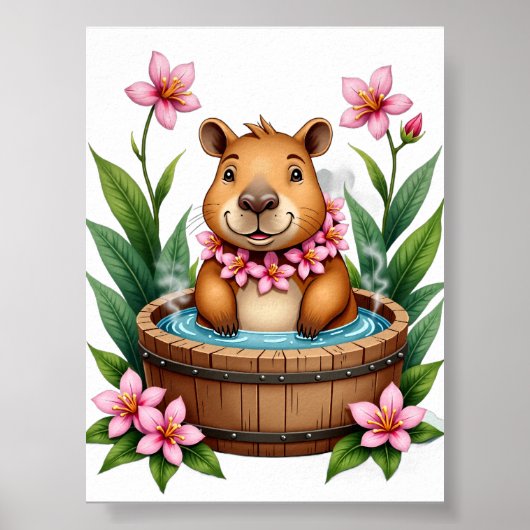 Entspannender Capybara Whirlpool Gemütlicher Spa-T Poster (Vorne)