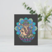 Entspannender Elephant Meditation Blume Buddhismus Postkarte (Stehend Vorderseite)