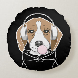 Entspannender Hund mit Bubble-Gum Süßer Lustiger B Rundes Kissen