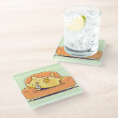 Entspannender Katzenglas-Untersetzer Glasuntersetzer (Schrägansicht)