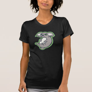 Entspannender Lächeln-grauer Koala-grüner T-Shirt