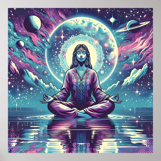 Entspannender Meditationsraum und Reflektion Poster (Vorne)