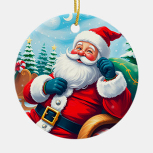 🎄 Entspannender Santa-Schlitten-Glanz ❄️ Festlich Keramik Ornament