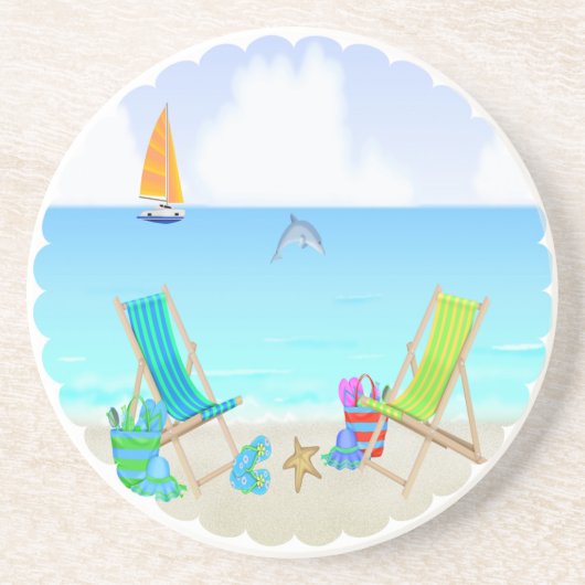 Entspannender Strand-Sandstein-Getränk-Untersetzer Sandstein Untersetzer (Vorne)