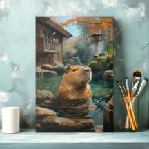 Entspannendes Capybara-Heilbad Leinwanddruck