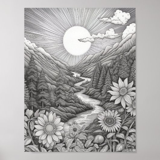 Entspannendes Landschaftsfarbenpflaster Poster (Vorne)