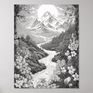 Entspannendes Landschaftsfarbenpflaster Poster