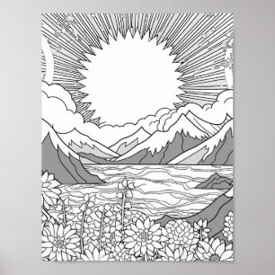 Entspannendes Landschaftsfarbenpflaster Poster