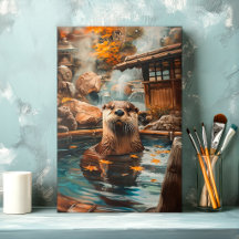 Entspannendes Otter Hot Spring Leinwanddruck