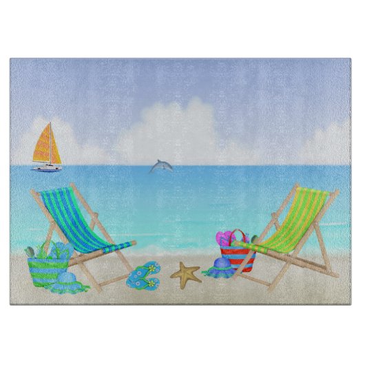 Entspannendes Strand-Glasschneiden-Brett (15" Schneidebrett (Vorderseite)