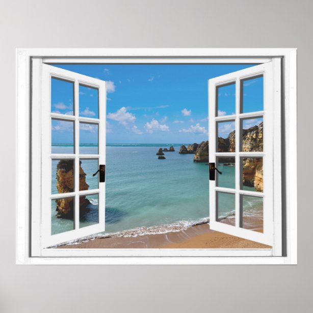 Strand Fenster Kunst &amp; Poster Zazzle.de