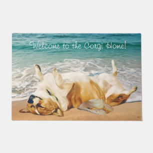 EntspannenwaliserCorgi auf dem Strand Fußmatte