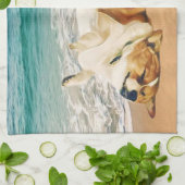 EntspannenwaliserCorgi auf dem Strand Geschirrtuch (Gefaltet)