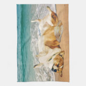 EntspannenwaliserCorgi auf dem Strand Geschirrtuch (Vertikal)