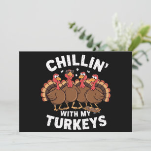 Entspannt mit meinen Truthähnen Thanksgiving-Famil Feiertagskarte
