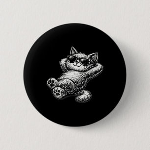 Entspannte Cartoon-Katze _ Lustige Katzenliebhaber Button