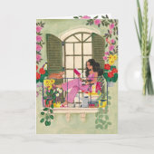 Entspannte Geburtstagsfrau Karte (Vorderseite)