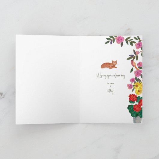 Entspannte Geburtstagsfrau Karte (Innenseite)