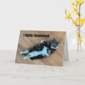 Entspannte Katze mit medizinischem Schweregrad Karte (Gelbe Blume)