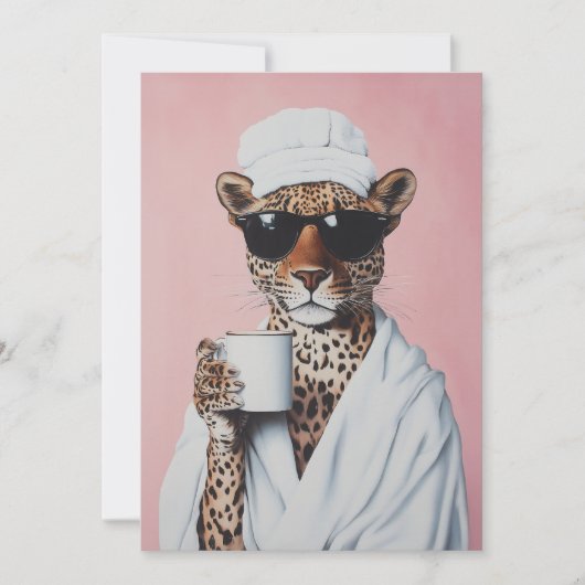 Entspannte Leopard Morning Vibes Einladung (Vorderseite)