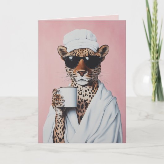 Entspannte Leopard Morning Vibes Einladung (Vorderseite)