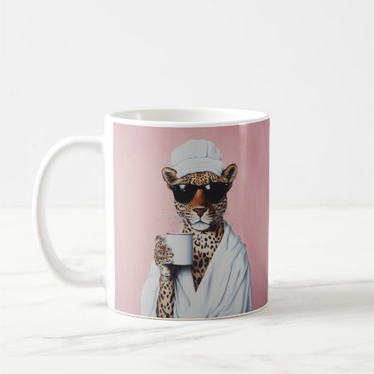 Entspannte Leopard Morning Vibes Kaffeetasse (Links)