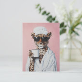 Entspannte Leopard Morning Vibes Postkarte (Stehend Vorderseite)