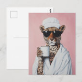 Entspannte Leopard Morning Vibes Postkarte (Vorne/Hinten)